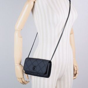 TORY BURCH 150059 WILLA MATTE BLACK WITH BLACK HARDWARE WOMENS CHAIN WALLET
